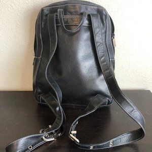 Perlina Black Leather Backpack Purse